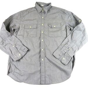 Men J CREW Gray with pinstripes tailored fit roll-up sleeve Size L